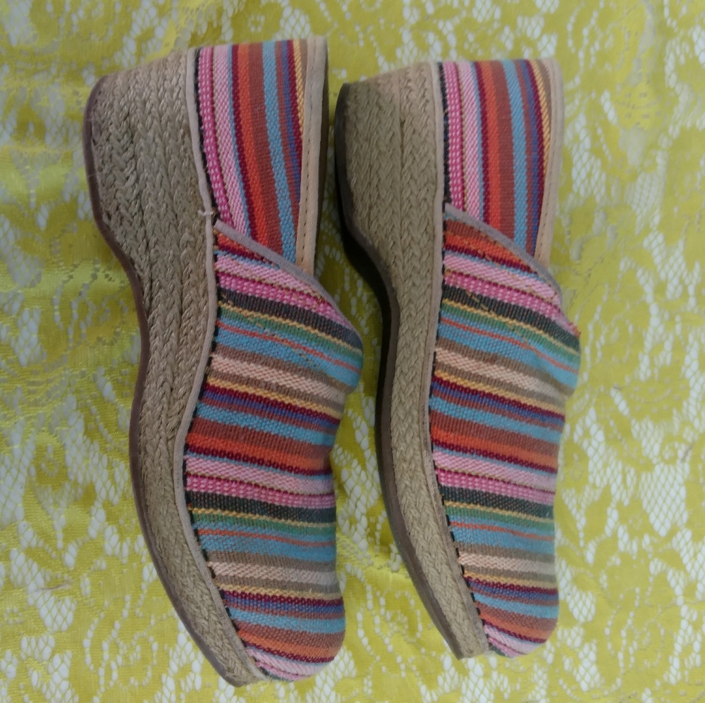 Dansko Vegan Rainbow Tapestry Clogs